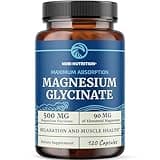 Magnesium Glycinate 500mg | Chelated for High Absorption | Muscle Relaxation, Bones, Heart, Nerve, Sleep & Calm Support for Women & Men | Magnesium Chelate Supplement & Bisglycinate Complex | 120ct