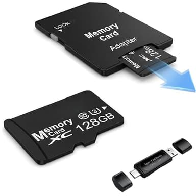 2-Pack 128GB MicroSDXC Memory Cards with SD Adapter & USB Reader, U3 V30 Standard Speed, High-Endurance TF Cards for Dash Cam & Security Camera, 4K Ready