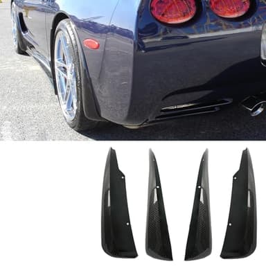 PFRREOR XL Extended Splash Guard for Corvette C5 1997-2004 All Models Front & Rear Rock Mud Flaps Wheel Fender Extension Mudguard ABS (Carbon Fiber Painted)