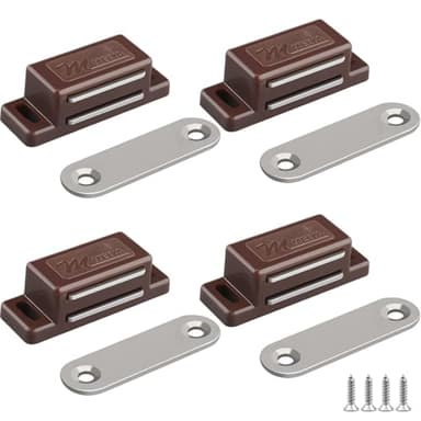 Cabinet Magnetic Catch - 4 Pack Cabinet Door Magnetic Latch for Cupboards Drawers Closet Doors and Shutters (Brown)