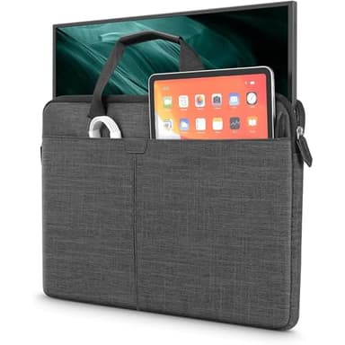 21.5 Inch Portable Monitor Case, 21.5-22 inch Laptop Protective Carrying Cover with PU Handle, Large Accessory Pocket and Water Resistant for Travel Monitor Bag Display Screen Sleeve, Gray
