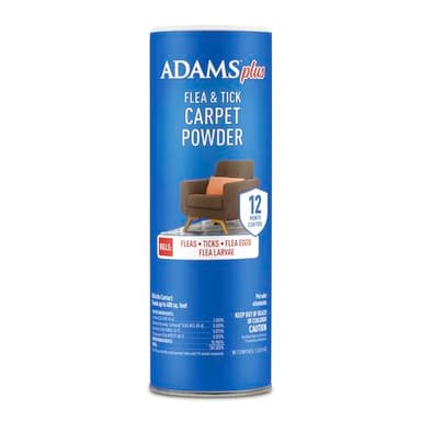 ADAMS Plus Flea & Tick Carpet Powder, Kills Fleas and Ticks On Contact, Prevents Flea Infestations for 12 Months, for Carpets and Upholstery, Freshens and Deodorizes, Treats Up to 400 sq ft, 16 oz