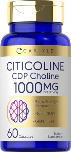 Carlyle Citicoline CDP Choline 1000mg | 60 Capsules | Extra Strength Formula | Non-GMO, Gluten Free Supplement