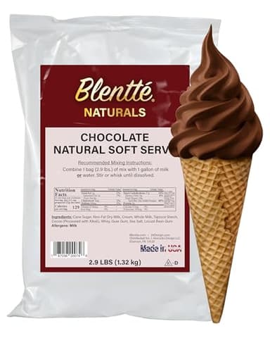 Blentte Soft Serve Ice Cream Mix - Natural Creamy Softserve Powder for Frozen Dessert Maker, Homemade Icecream, Gelato, or Yogurt - 4% Dairy Blend - Clean Label - Smooth Texture - Chocolate - 2.9 lbs
