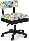 Arrow Sewing H6880 Adjustable Height Hydraulic Sewing and Craft Chair with Under Seat Storage and Printed Fabric, SEW Now SEW Wow Print