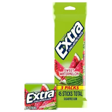 EXTRA Watermelon Sugar Free Chewing Gum, 15 ct (3 Pack)
