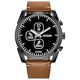 Citizen CZ Smart PQ2 42mm Hybrid Black and Brown Smartwatch with YouQ wellness app featuring IBM Watson® AI and NASA research, Bluetooth, HR, Activity Tracker, 18-day battery life