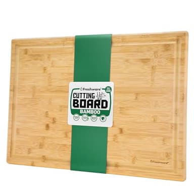 Freshware 24 Inch 3XL Bamboo Cutting Boards for Kitchen, Stove Top Butcher Block, Extra Large Wooden Carving Board for Meat, Veggies, Charcuterie Board with Deep Juice Grooves (3XL, 24x18")