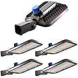 320W(150Lm/W) LED Parking Lot Lighting 63000Lm 5000K LED Parking Lot Lights Outdoor Pole Mount with Smart Photocell IP65 6KV SPD SlipFitter Mount for 30~50Ft Height-5Pack 7Yrs Warranty