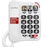 Uvital Big Button Phone for Seniors, White Senior Phone for Elderly Landline, Black Big Buttons Corded Landline Telephone for Home - Amplified Ringer with Loud Speaker for Hearing Impaired