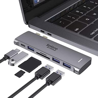 USB C Adapter for MacBook Pro/Air M1 M2 M3 2021 2020 2019 13" 15" 16", 6 in 1 USB-C Hub MacBook Pro Accessories with 3 USB 3.0 Ports,USB C to microSD/SD Card Reader and 100W Thunderbolt 3 PD Port