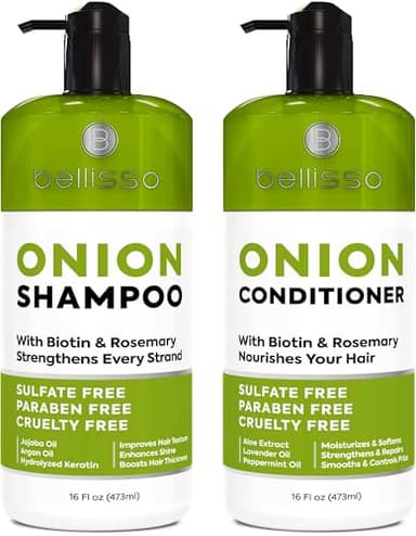 Onion Shampoo and Conditioner Set - With Rosemary and Biotin - Thickening Products for Women and Men - Volumizing Salon Grade Formula for Thinning Hair Care - Hydrating, Moisturizing and Sulfate Free