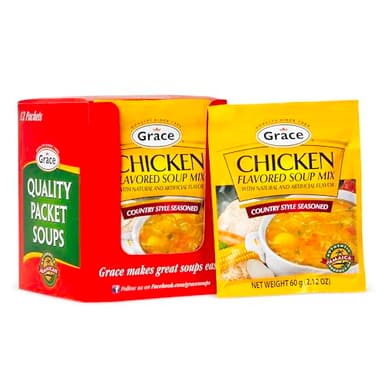 Grace Chicken Flavored Soup Mix 2.12oz - 12 Pack - Jamaican Country Style Seasoned Chicken Mix