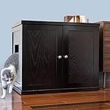THE REFINED FELINE Cat Litter Box Enclosure Cabinet, Modern, Black Espresso, Adjustable Levelers, XLarge, Hidden Litter Cat Furniture with Drawer