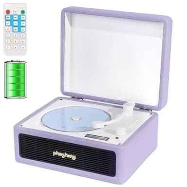 MANAYO Vintage Bluetooth CD Player with Speakers, Bluetooth CD Player with Transmitter & Receiver, Portable Disc Player with 3000mAh Rechargeable Battery for Home and Outdoors, Remote, AUX/USB