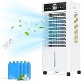 JRD 3-IN-1 Evaporative Air Cooler, 80° Oscillation Air Cooler with 3 Speeds, 4 Modes, 12H Timer, 2.4Gal Tank, Remote, Portable Swamp Cooler for Bedroom Home Office Garage