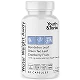 Youth & Tonic Natural Water Pills (90 Count) for Swelling Belly Bloating & Water Retention - Herbal Diuretic Supplement for Women & Men