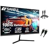 SANSUI 27 Inch Monitor with Built-in Speakers, IPS USB Type-C 100 Hz FHD 1080P HDMI DP HDR10 Game RTS/FPS Tilt Adjustable VESA Compatible for Working Gaming(ES-27X3 Type-C & HDMI Cable Included)