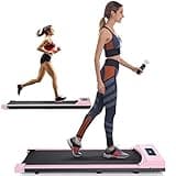 Walking Pad Treadmill, 2.5HP Under Desk Treadmill Portable, Desk Treadmill for Office Under Desk, Walking Treadmill Electric Quiet for Home/Apartment/Flat with Remote Control and LED Dispaly Pink