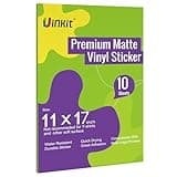Uinkit Printable Premium Vinyl Sticker for Inkjet Printer 11x17 inch 10Sheets Matte White Sticker Paper Waterproof Adhesive Vivid Colors