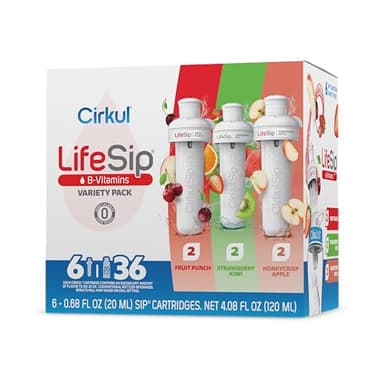 Cirkul LifeSip B-Vitamins Flavor Water Variety Pack, Makes 36 Drinks, No Sugar, Zero Calorie Drink Mix, (2 Fruit Punch, 2 Strawberry Kiwi, 2 Honeycrisp Apple)