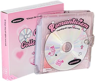 KPOPIRUDA Cd Photocards binder Collect Book Retro Disc Idol Photocard Holder Binder Notebook Cover Photo Album Small Cards Storage for Kpop merchandise merch (Pink)