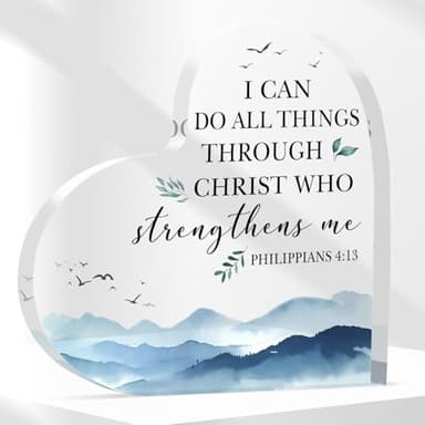 Christian Acrylic Plaque Bible Verse 3.9x3.9 In Religious Sign Bible Plaques Office Home Inspirational Desk Decor for Women Men