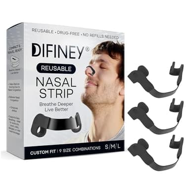 Difiney Reusable Nasal Strips for Breathing: Snoring Support, Max Strength Internal Nasal Opener, No Sticky Pads, Nose Strips Alternative, Bend-to-Fit Steel Bridge Nasal Dilators for Sleep