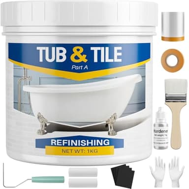 IRONABLE Tub and Tile Paint Refinishing Kit, 35oz Bathtub Paint Kit with Tools, White Tub Paint for Bathtub, Shower, Kitchen Countertop, Porcelain, Easy to Cover & Low Odor, 50-55sq.ft