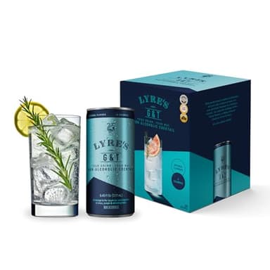 Lyre's Non-Alcoholic G&T 4-Pack, Ready-to-Drink Alcohol-Free Gin & Tonic, Low-Calorie Mocktail, Premium Non-Alcoholic Pre-Mixed Gin Alternative (8.45 Fl Oz x 4)