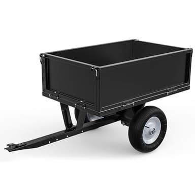 YITAMOTOR Heavy Duty 20 Cubic Feet Steel Tow Behind Dump Cart for Lawn Tractor 500lbs Capacity Black Garden Trailer, Pull Behind Utility Dump Trailer for Lawn Mower & Yard Work