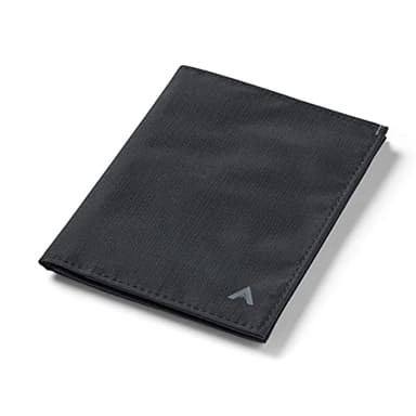 Allett Travel Wallet, Jet Black | Nylon, Thin Bifold, RFID Blocking, Minimalistic, Front Pocket | Holds Up To 10 Cards & Passport | For Men & Women
