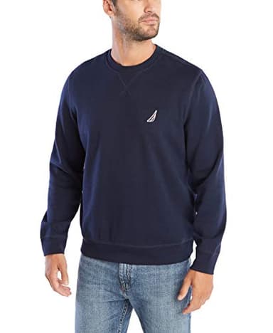 Nautica Men's Basic Crew Neck Fleece Sweatshirt Sweater, Navy, Large