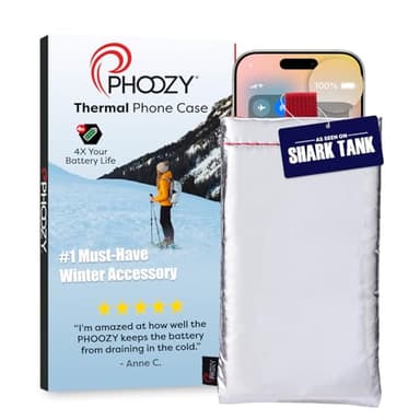 PHOOZY Apollo Thermal Phone Case | Insulated Phone Pouch Extends Battery Life 3X in Freezing Weather | Cold Resistant Drop Protection | Military Grade Water Resistant | Large | Silver