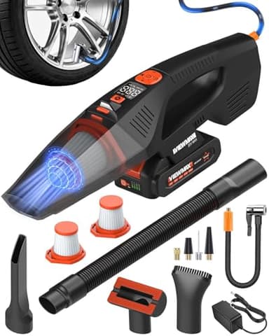 Viewmax 2-in-1 Car Vacuum and Tire Inflator - 20V Cordless Handheld Vacuum Cleaner & 150PSI Air Pump with Pressure Gauge, 18000Pa Suction, Portable Air Compressor for Tires Pump and Car Cleaning