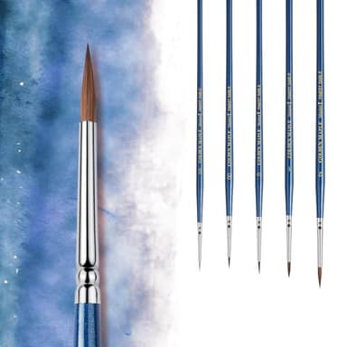 Kolinsky Sable Brushes, Golden Maple Miniature Paint Brushes Natural Hair Professional Pointed Round Brush for Model Painting, Watercolor Details, Acrylic Gouache Inks Painting, Size 2 1 0 00 5/0