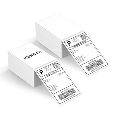 MUNBYN 4x6 Inch Direct Thermal Labels, 1000 Labels/2 Stacks(500 Pcs per Stack), Fanfold Shipping Label Paper for Thermal Printers, Permanent Adhesive Mailing Postage Labels for Shipping Packages