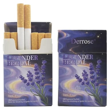 Derrose® Lavender Herbal Sticks,Herbal Cigarettes,Nicotine Free and Tobacco Free,Help Stop Smoking,Better Effect When Used with Nicotine Patches,Smoking Cessation Products,2packs-40 Sticks
