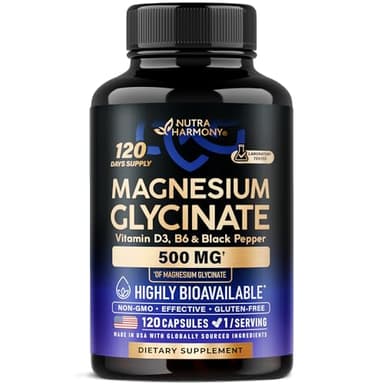 Magnesium Glycinate 500 mg - Chelated Supplement - High Absorption Form of Magnesium - Support for Sleep, Muscle & Heart Health - Made in USA, Lab Tested & Non-GMO - 120 Capsules