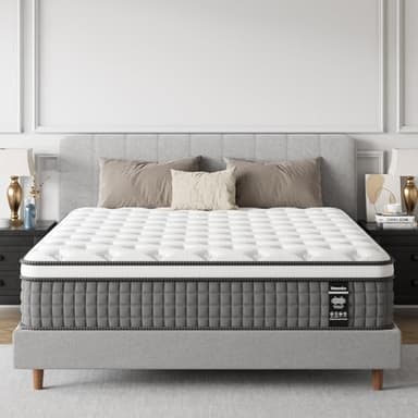 Mnuooko Sleep 12 Inch Queen Size Mattress, Hybrid Mattress in a Box, Cooling Gel Memory Foam and Individual Pocket Springs for Pressure Relief, CertiPUR-US Certified, Medium Firm Feel