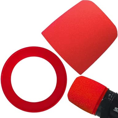 RhymKawa MV7 Pop Filter for Shure MV7 and MV7X Microphone Windscreen Cover Replacing, Colored Foam with Retainer Ring (Red)