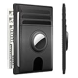 typecase Slim Minimalist Airtag Card Wallet for Men, Front Pocket Premium Crazy Horse Leather Wallet with Airtag Holder, RFID Blocking Cash Credit Card Wallet Compatible with AirTag (Black)