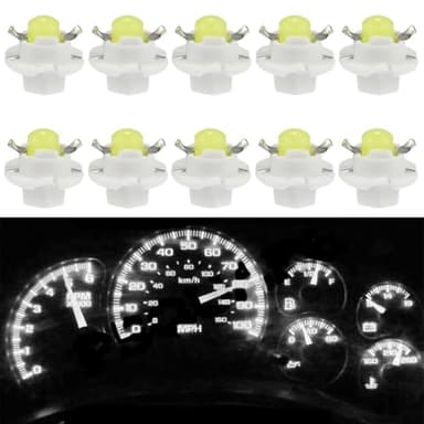 GLOFE 10Pcs T5 B8.4D 5050 Instrument led bulb Instrument Gauge Cluster Speedometer Dashboard Panel LED Light Bulbs Kit Replacement for 2002 2003 2004 2005 2006 Ram 1500 2500 3500, B8.4D White Lights
