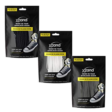 Xpand No Tie Elastic Shoelaces [3 Pairs] Move Smarter, Never Tie Again. Convenience and Comfort for Busy Parents.