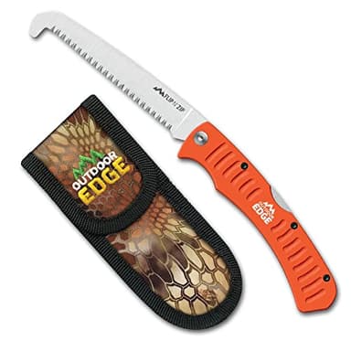 Outdoor Edge 4.4" Flip N' Zip Saw - Lightweight Folding Aluminum Handle Outdoor-Hunting Saw with 65Mn Spring Steel Blade and Triple Ground Teeth for Bone and Wood with Nylon Sheath