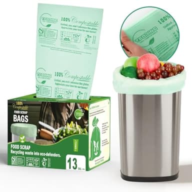 T.FORING Compostable Trash Bags, 13 Gallon / 49.2 Liter, 45 Count, Extra Thick 0.9 Mil Tall Kitchen Food Scrap Bin Liners, Certified by BPI, CMA & OK compost HOME