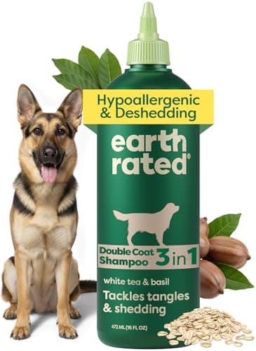 Earth Rated Deshedding Dog Shampoo, Hypoallergenic 3-in-1, Shampoo & Conditioner for Dogs & Puppies, Deodorizing, 98.5% Natural Origin Ingredients, 16 oz
