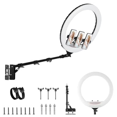 SITTO 22 Inch Ring Light with Remote Control, 43 Inch Wall Mounted Triangle Boom Arm for Live Streaming, Beauty Salon, Barber Light, Tattoo Light, Photography Lighting Studio