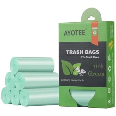 1.2 Gallon Small Trash Bags Garbage Bags, AYOTEE Mini Compostable Strong Bathroom Wastebasket Can Liners trash Bags for Home Office Kitchen fit 5L,5 Liter,1 Gal,Green