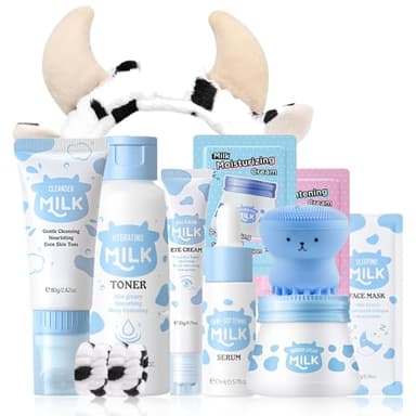 Milk Skin Care Set Teens Women Birthday Valentine's Day Gifts- Skin Care for Teens 10-12 - Kids Skin Care Set For Girls Ages 8-12 - Skincare for girls 10-12 - Skincare for Kids 8-9 - Teen Skincare Set